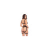 Ensemble  pièces soutien-gorge, string et porte jarretelles 